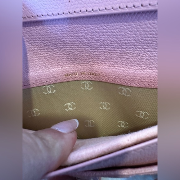 Chanel Coco Pink bifold WOC wallet on chain w Gold Accents & charm vintage - Picture 8 of 16